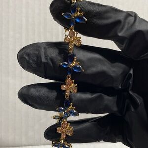 9’ Gold and Blue Butterfly Bracelet